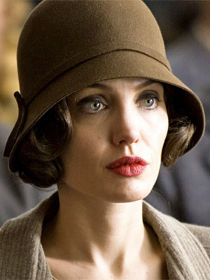 Angelina Jole in Cloche hat